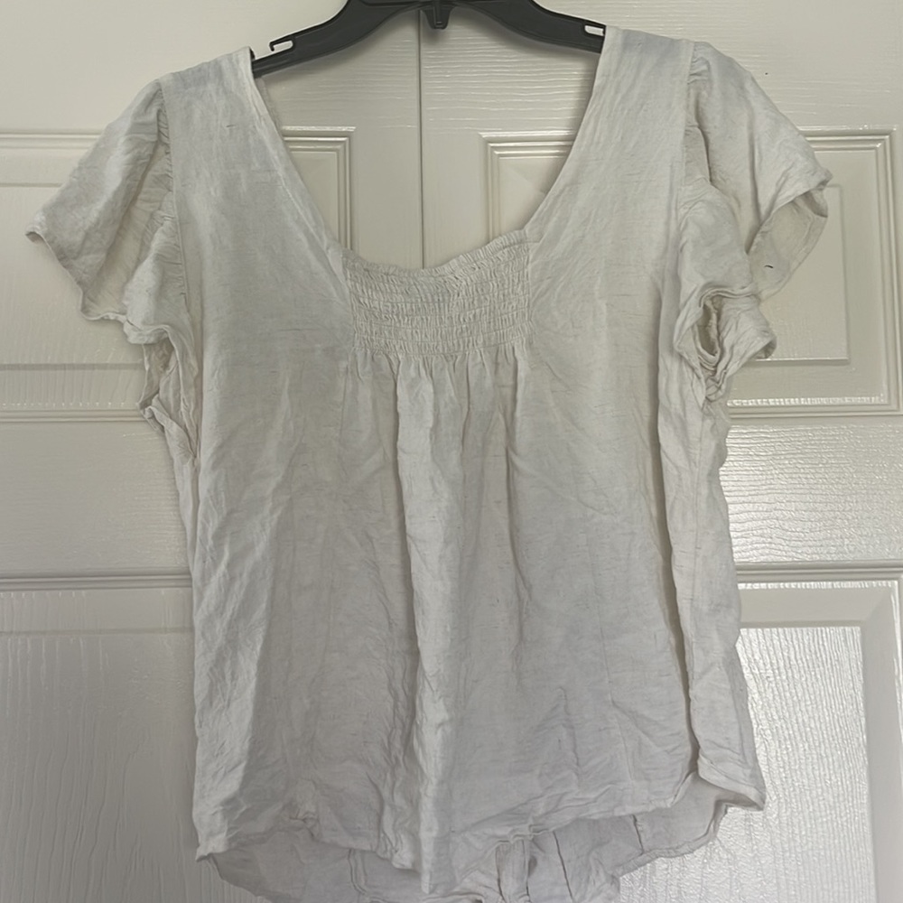 Universal Thread Ruffle Short Sleeve Button Down Blouse - Picture 3 of 3